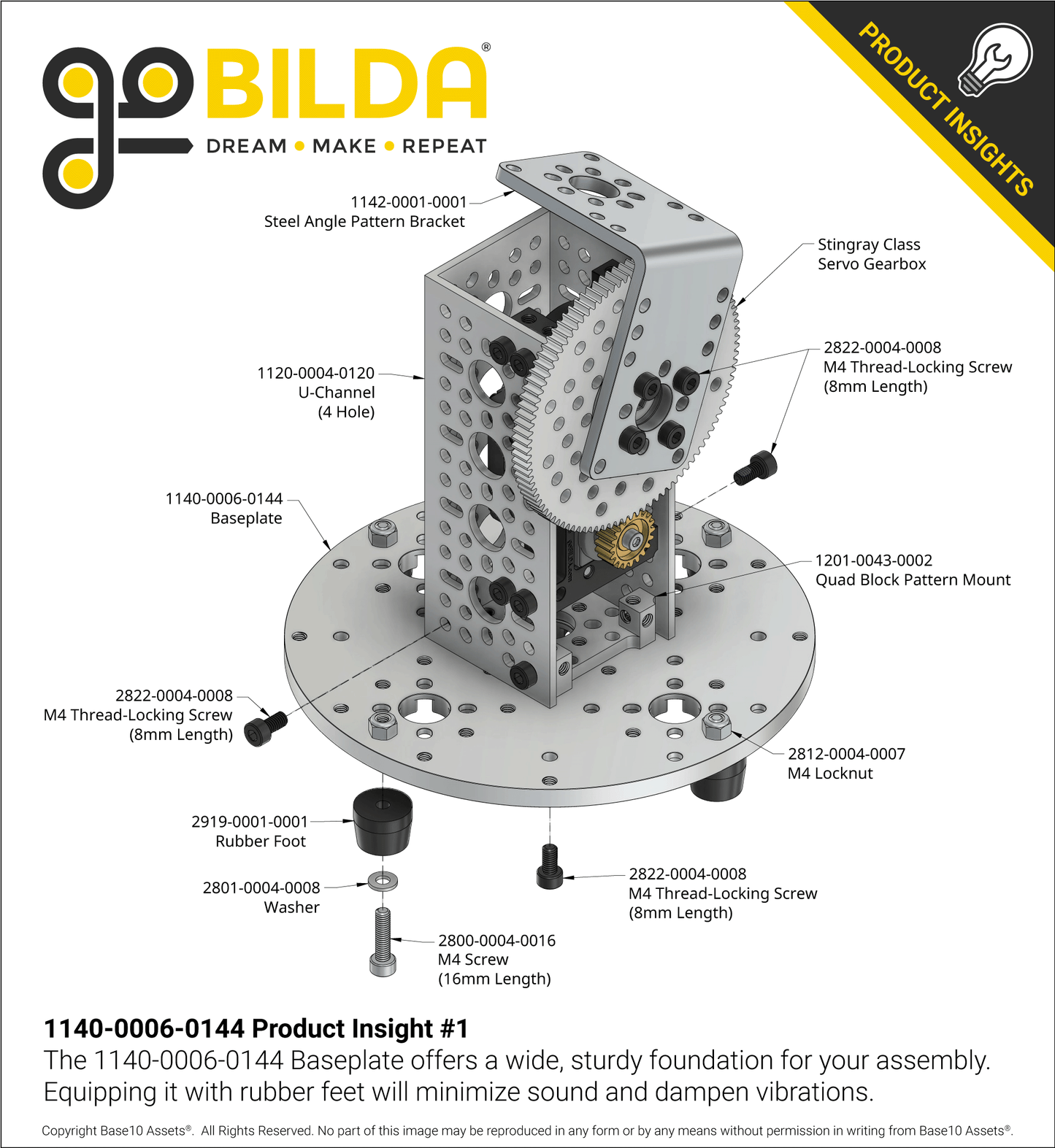 1140 Series Aluminum Baseplate (6mm Thickness, 144mm Diameter)