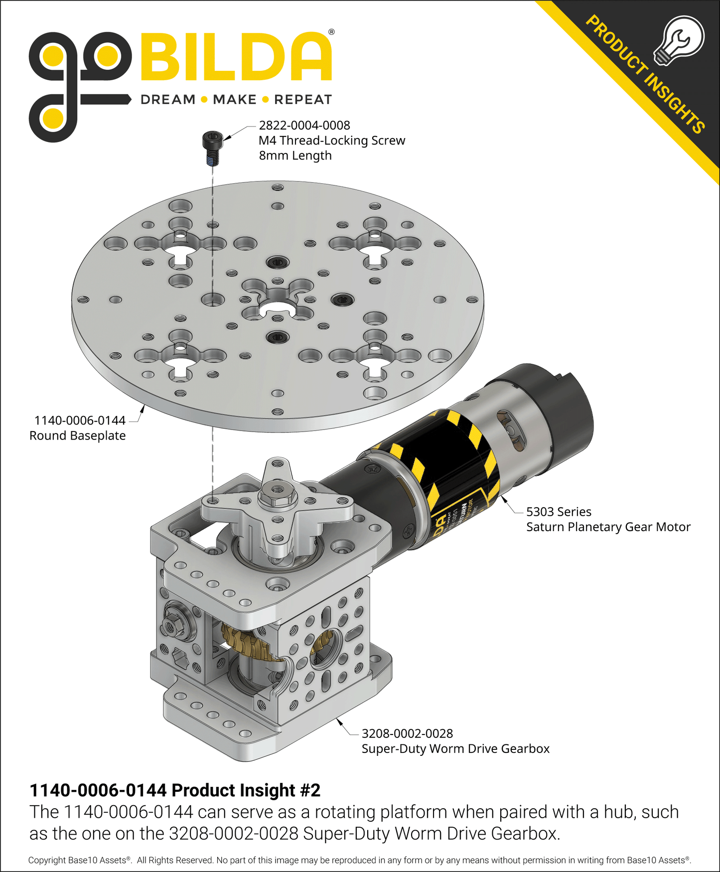 1140 Series Aluminum Baseplate (6mm Thickness, 144mm Diameter)