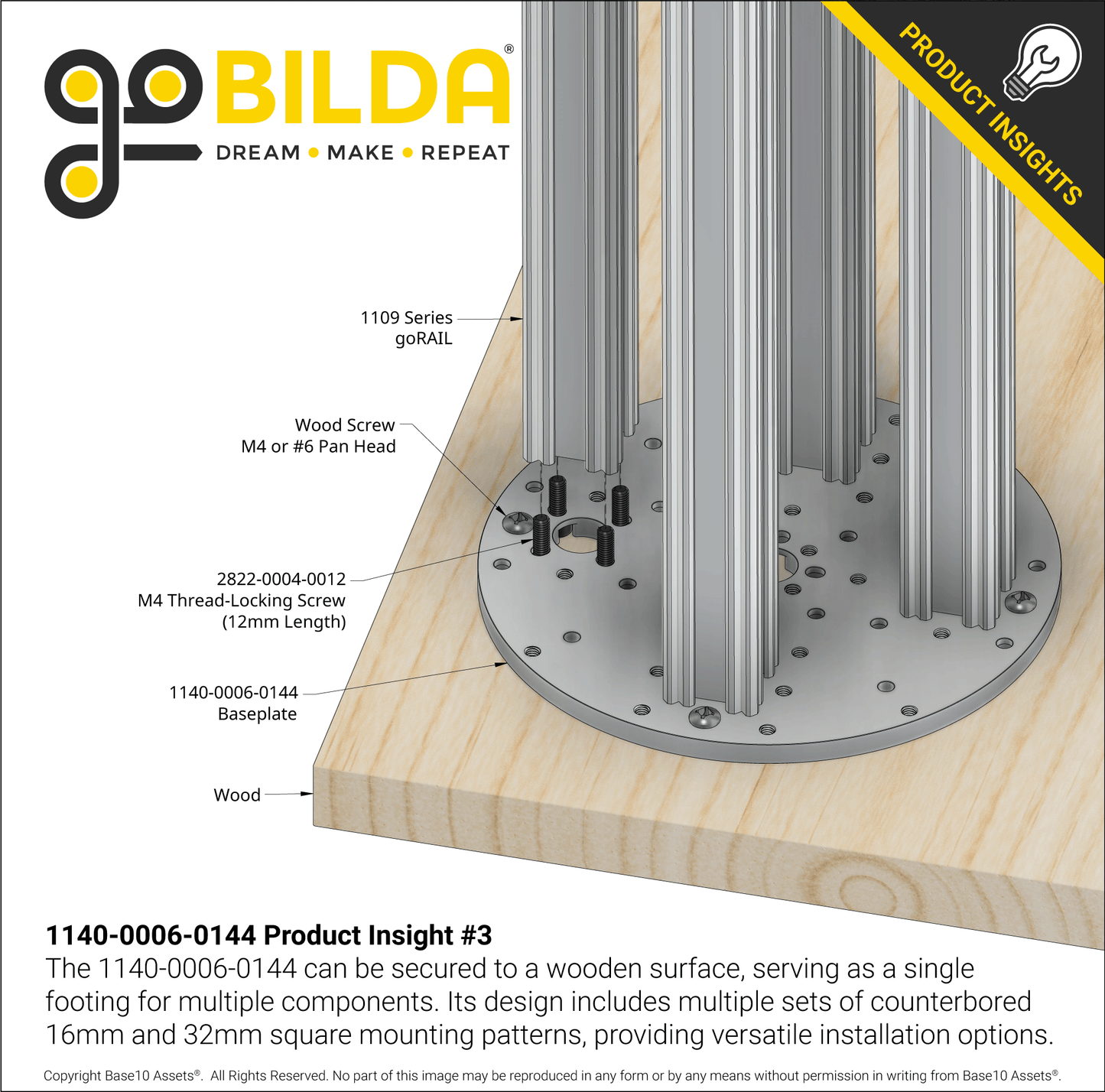1140 Series Aluminum Baseplate (6mm Thickness, 144mm Diameter)