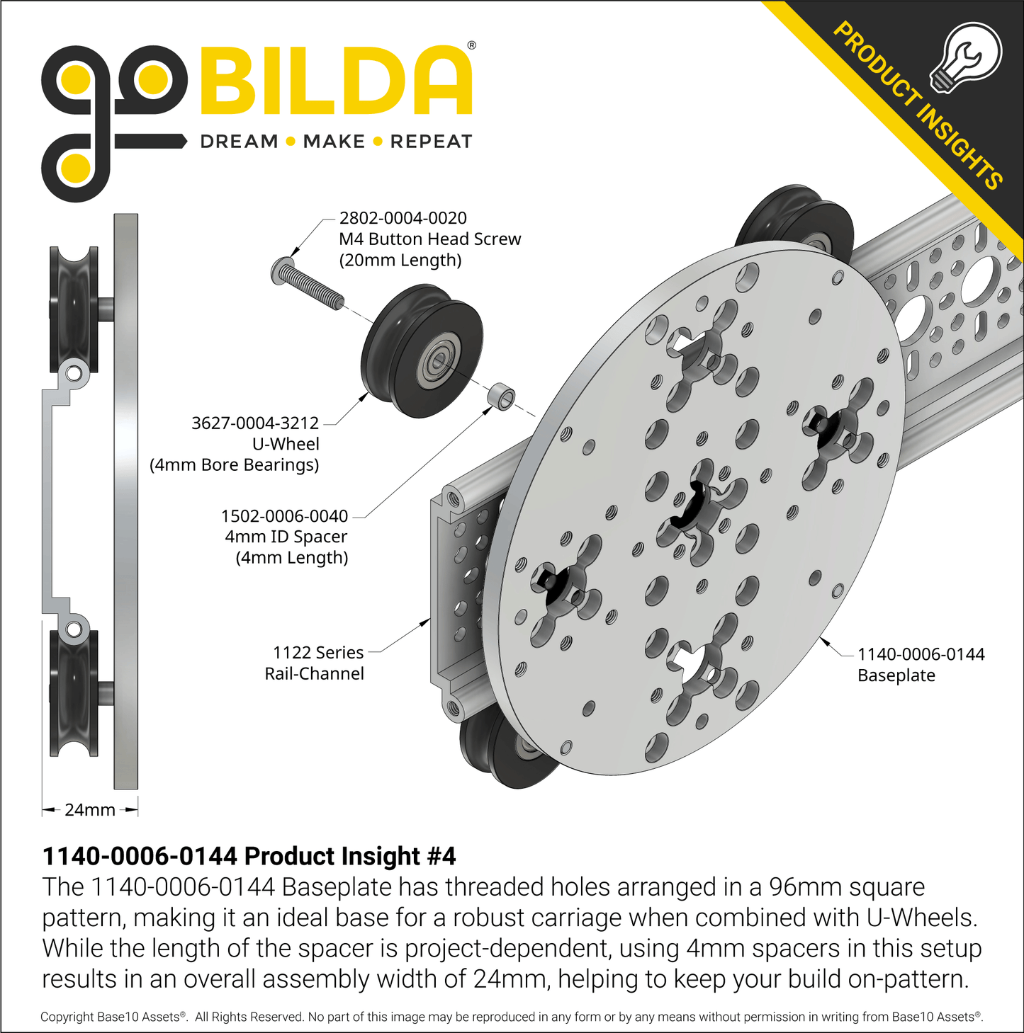 1140 Series Aluminum Baseplate (6mm Thickness, 144mm Diameter)