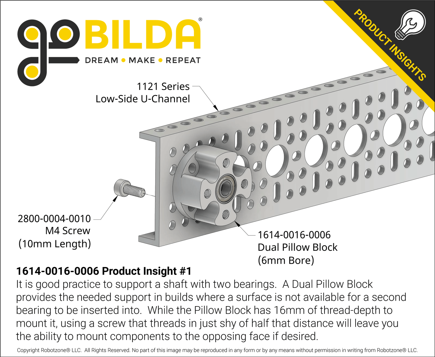 Dual-Bearing Pillow Block (6mm Bore)