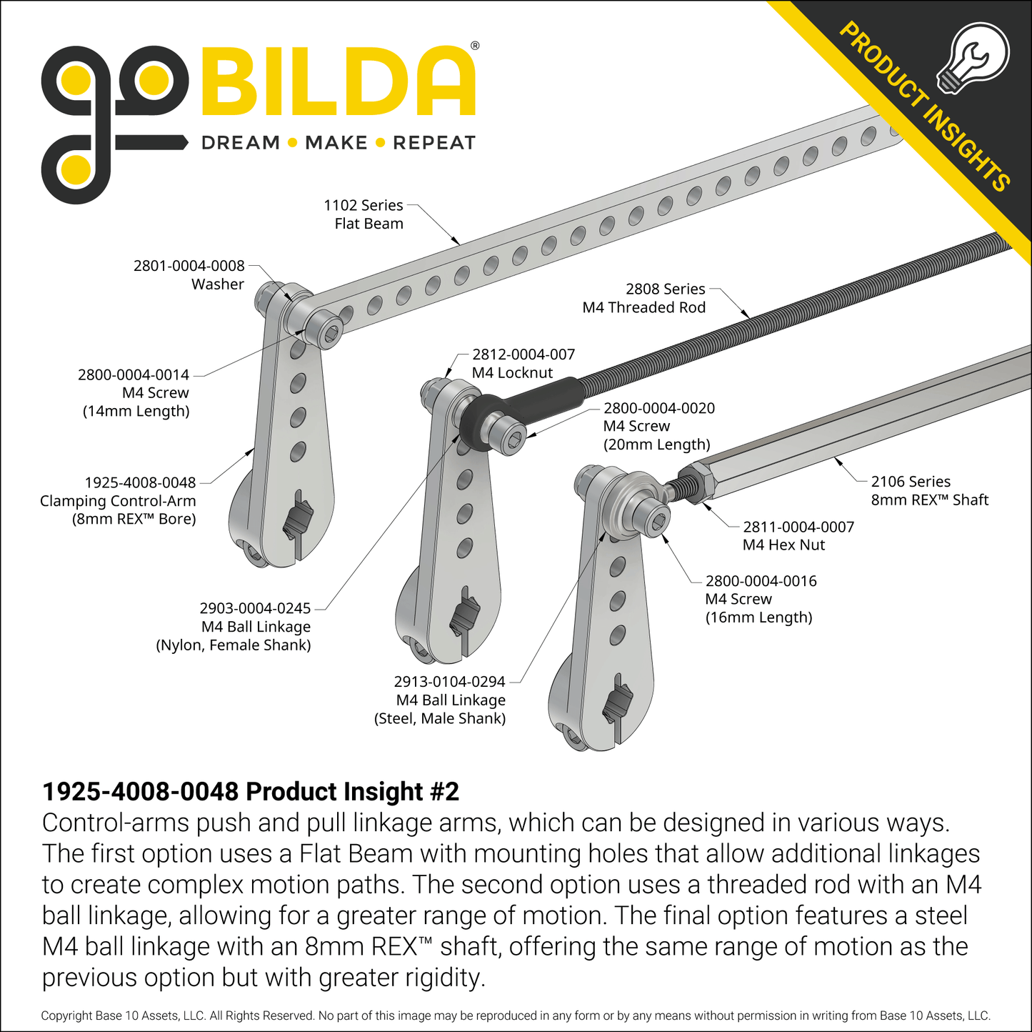 Clamping Control-Arm (8mm REX™ Bore, 48mm Length)