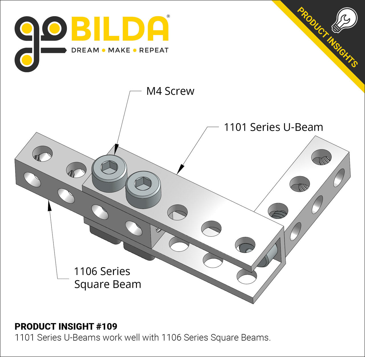 1101 Series U-Beam (1 Hole, 8mm Length)