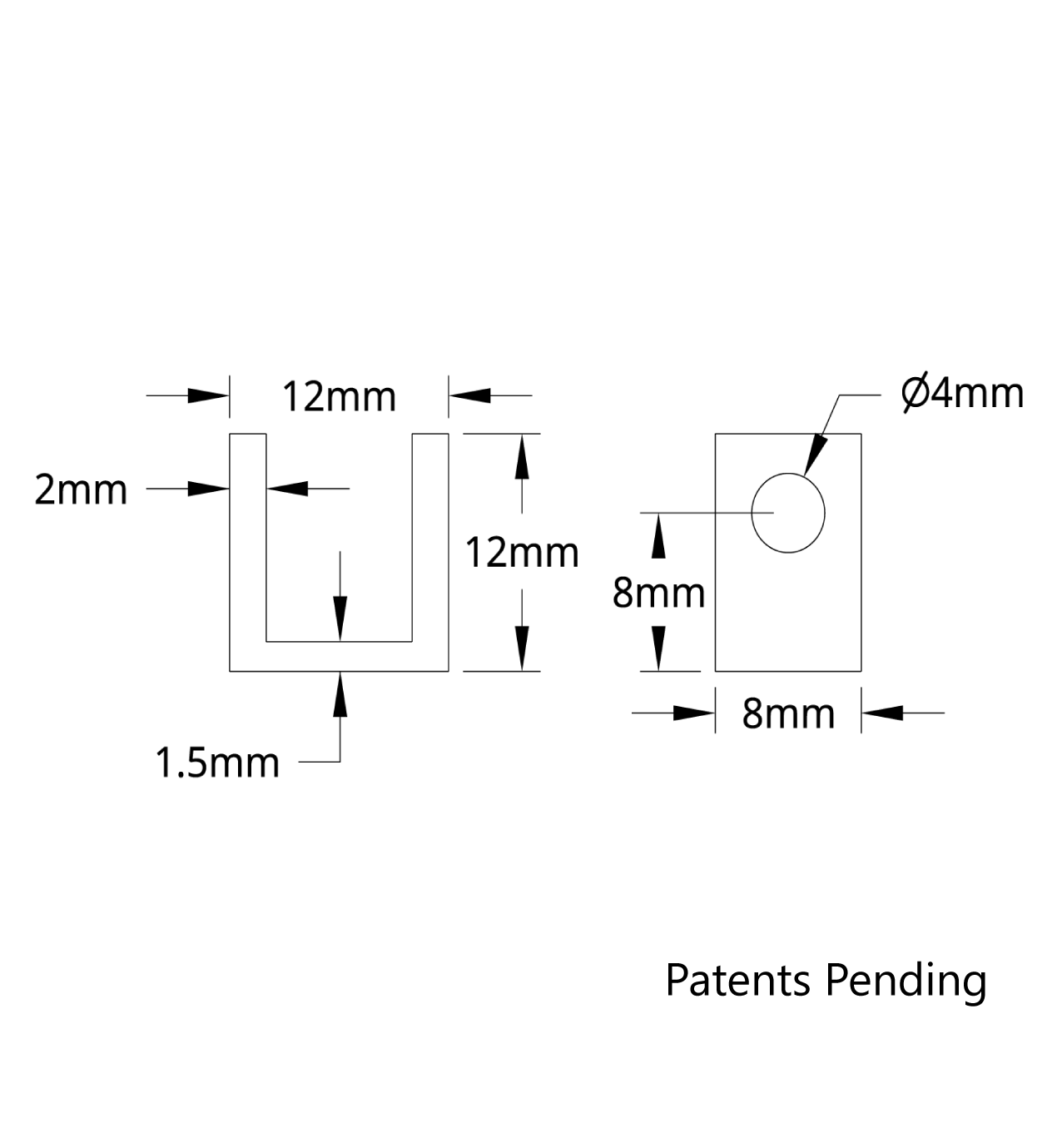 1101 Series U-Beam (1 Hole, 8mm Length)