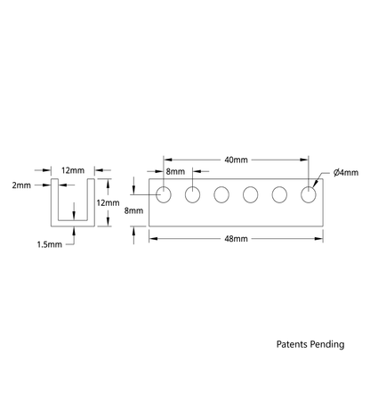 1101 Series U-Beam (6 Hole, 48mm Length)