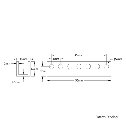 1101 Series U-Beam (7 Hole, 56mm Length)