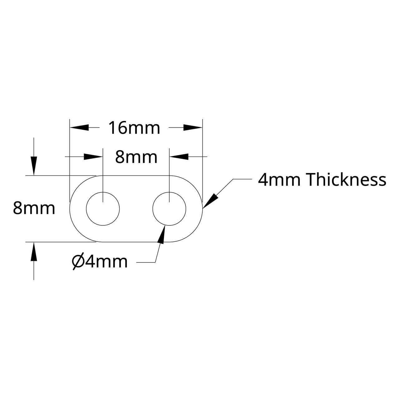 1102 Series Flat Beam (2 Hole, 16mm Length) - 2 Pack