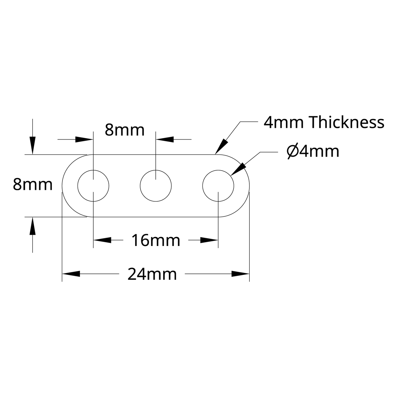 1102 Series Flat Beam (3 Hole, 24mm Length) - 2 Pack