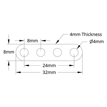 1102 Series Flat Beam (4 Hole, 32mm Length) - 2 Pack