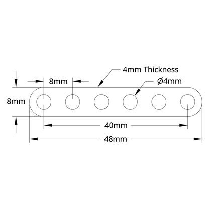 1102 Series Flat Beam (6 Hole, 48mm Length) - 2 Pack