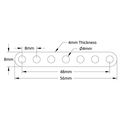 1102 Series Flat Beam (7 Hole, 56mm Length) - 2 Pack