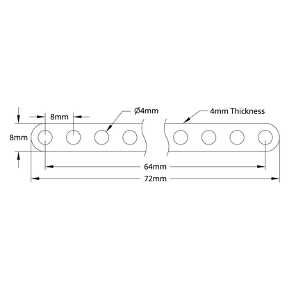 1102 Series Flat Beam (9 Hole, 72mm Length) - 2 Pack