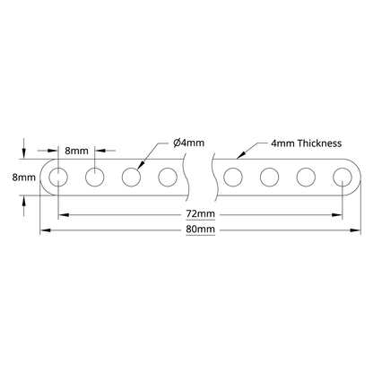 1102 Series Flat Beam (10 Hole, 80mm Length) - 2 Pack