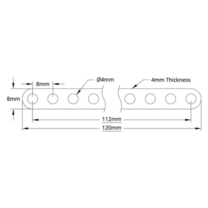 1102 Series Flat Beam (15 Hole, 120mm Length) - 2 Pack