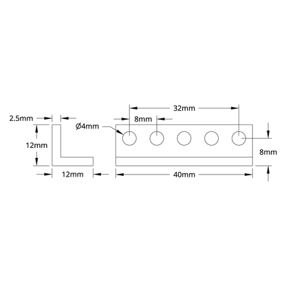 1103 Series L-Beam (5 Hole, 40mm Length) - 2 Pack