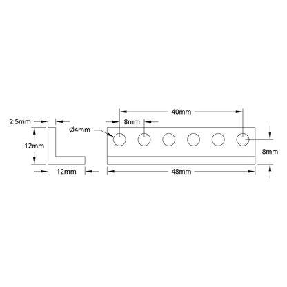 1103 Series L-Beam (6 Hole, 48mm Length) - 2 Pack