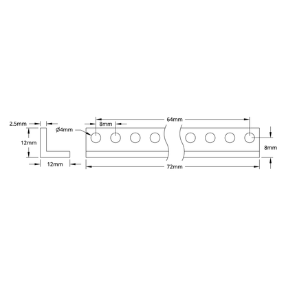 1103 Series L-Beam (9 Hole, 72mm Length) - 2 Pack