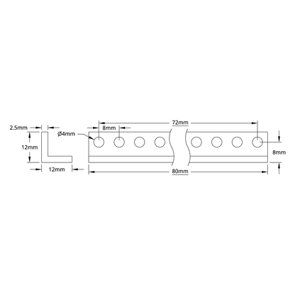 1103 Series L-Beam (10 Hole, 80mm Length) - 2 Pack