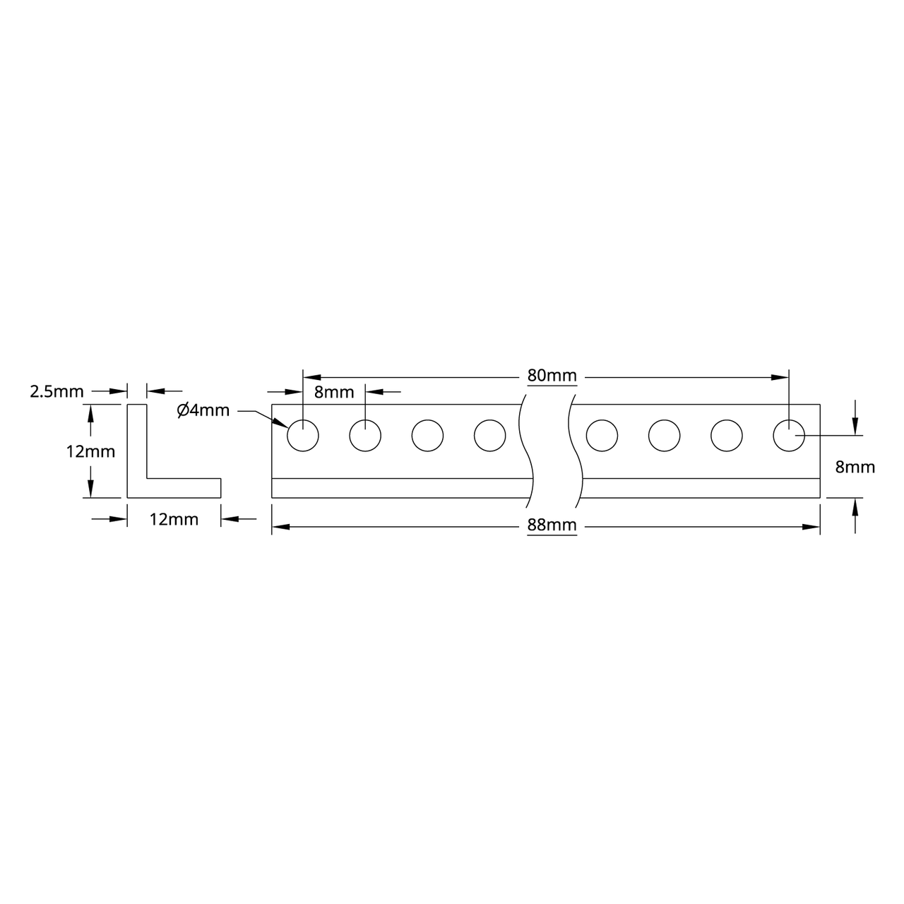 1103 Series L-Beam (11 Hole, 88mm Length) - 2 Pack