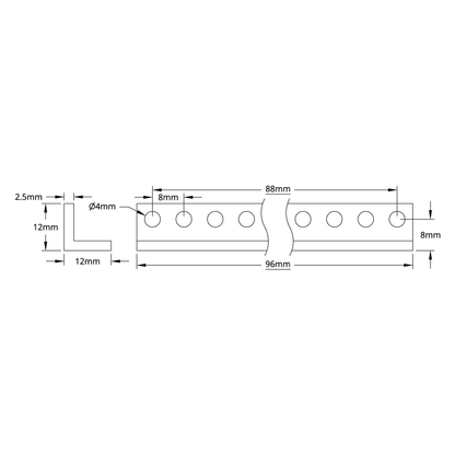 1103 Series L-Beam (12 Hole, 96mm Length) - 2 Pack