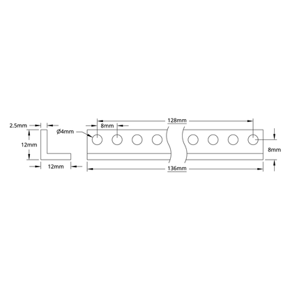 1103 Series L-Beam (17 Hole, 136mm Length) - 2 Pack