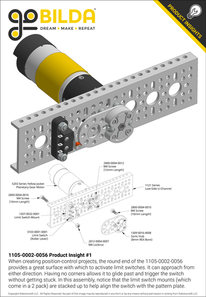 1105 Series Round-End Pattern Plate (2 Hole, 56mm Length)