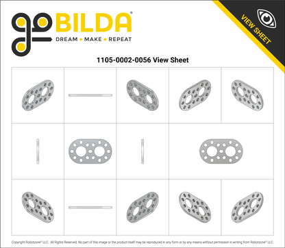 1105 Series Round-End Pattern Plate (2 Hole, 56mm Length)