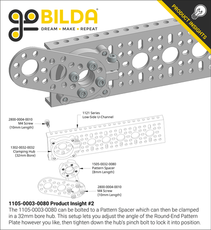 1105 Series Round-End Pattern Plate (3 Hole, 80mm Length)