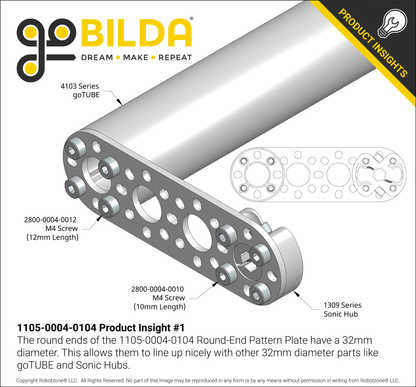 1105 Series Round-End Pattern Plate (4 Hole, 104mm Length)