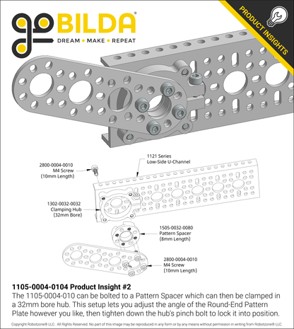 1105 Series Round-End Pattern Plate (4 Hole, 104mm Length)