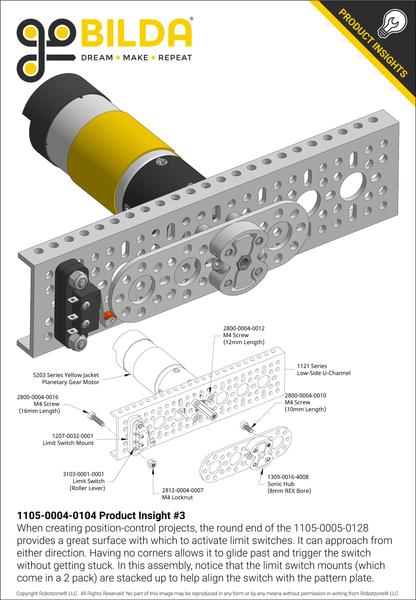 1105 Series Round-End Pattern Plate (4 Hole, 104mm Length)