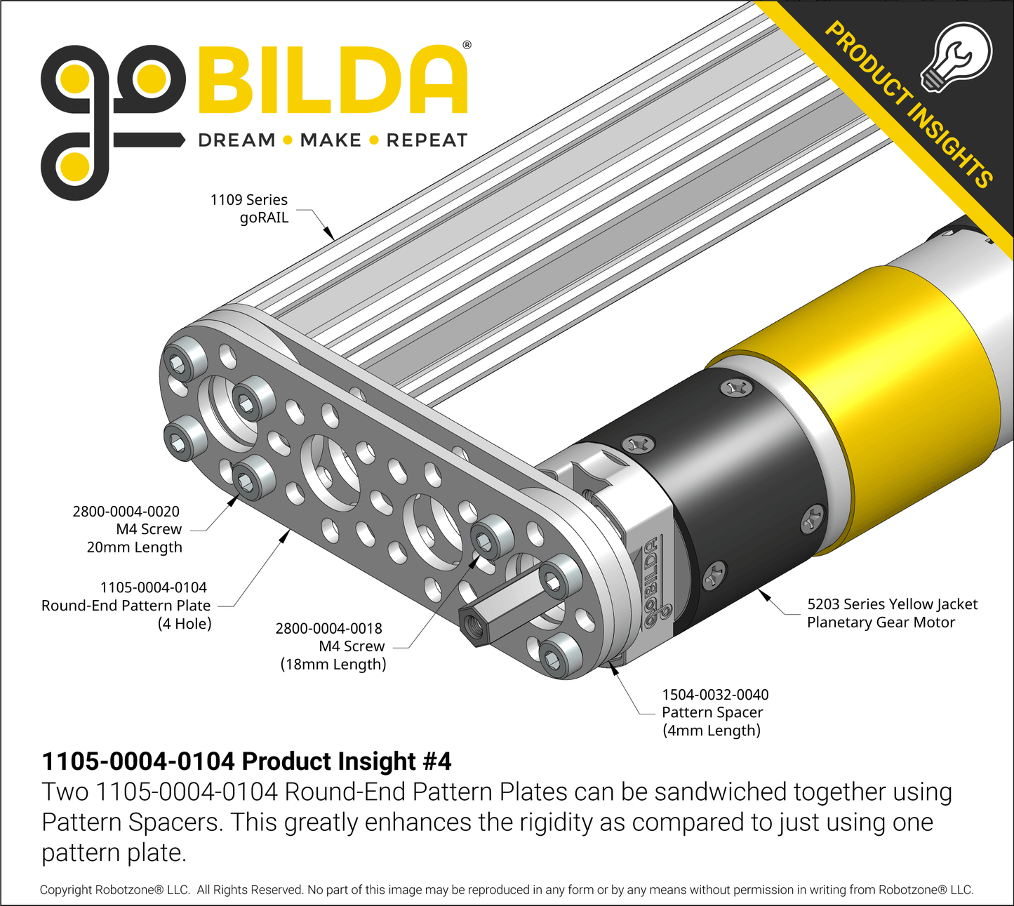 1105 Series Round-End Pattern Plate (4 Hole, 104mm Length)