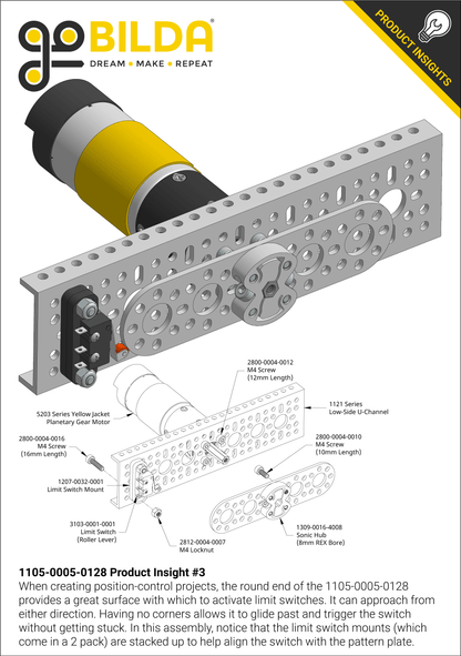 1105 Series Round-End Pattern Plate (5 Hole, 128mm Length)