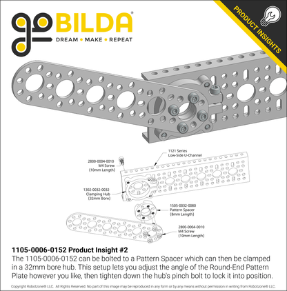 1105 Series Round-End Pattern Plate (6 Hole, 152mm Length)