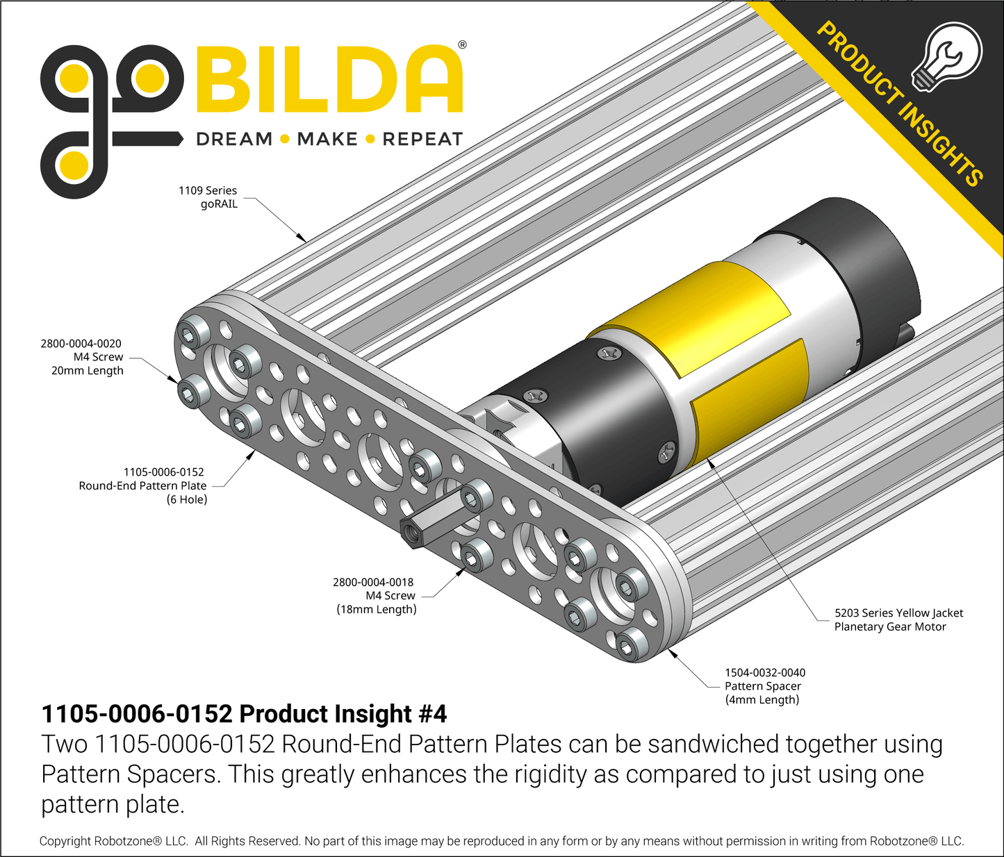 1105 Series Round-End Pattern Plate (6 Hole, 152mm Length)