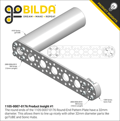 1105 Series Round-End Pattern Plate (7 Hole, 176mm Length)