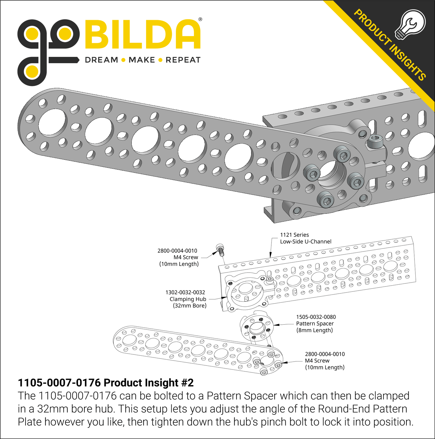 1105 Series Round-End Pattern Plate (7 Hole, 176mm Length)