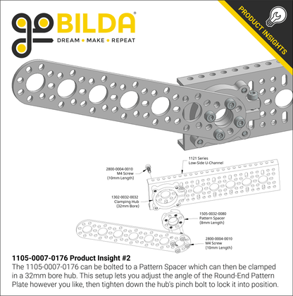 1105 Series Round-End Pattern Plate (7 Hole, 176mm Length)