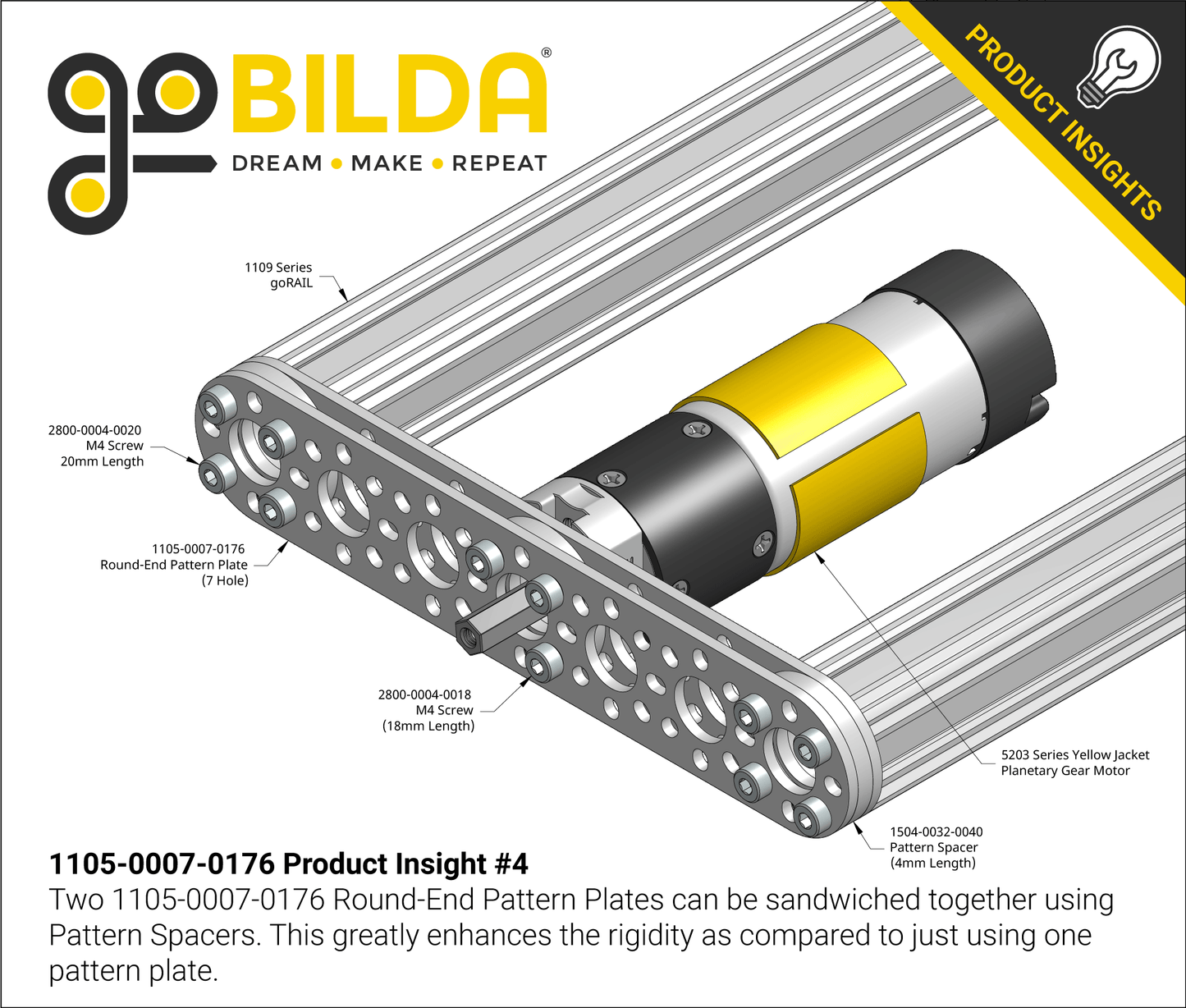 1105 Series Round-End Pattern Plate (7 Hole, 176mm Length)