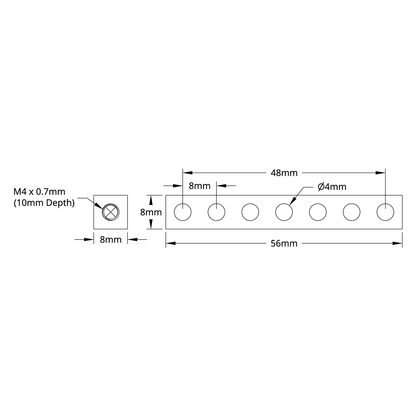 1106 Series Square Beam (7 Hole, 56mm Length)