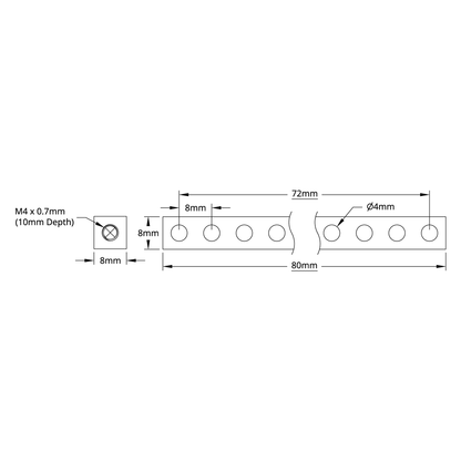 1106 Series Square Beam (10 Hole, 80mm Length)