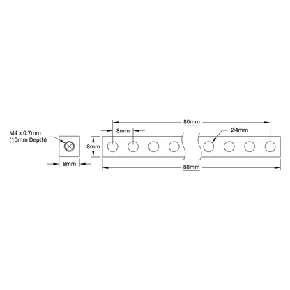 1106 Series Square Beam (11 Hole, 88mm Length)