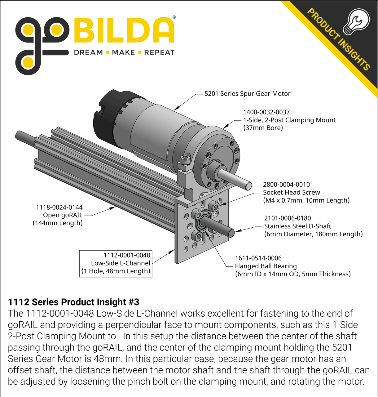 1112 Series Low-Side L-Channel (1 Hole, 48mm Length)