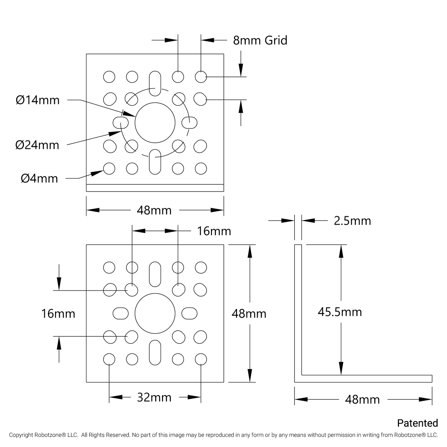 1113 Series L-Channel (1 Hole, 48mm Length)