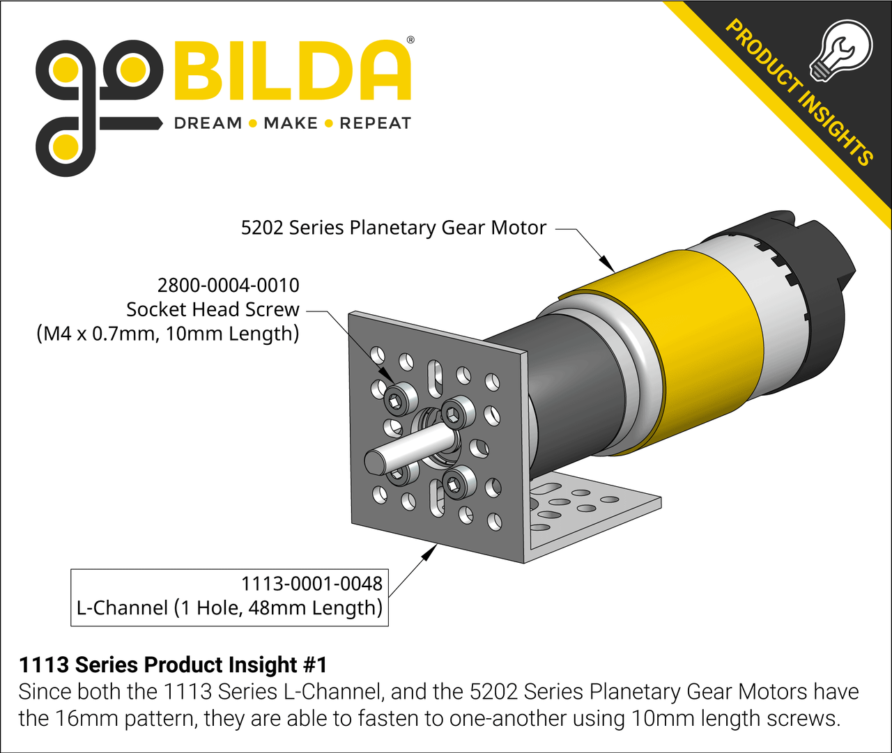 1113 Series L-Channel (1 Hole, 48mm Length)