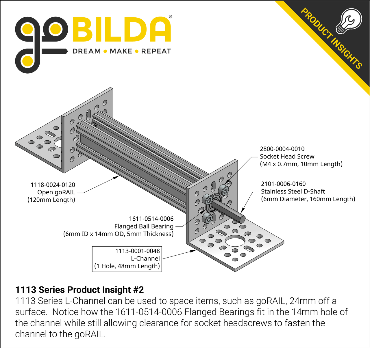 1113 Series L-Channel (1 Hole, 48mm Length)