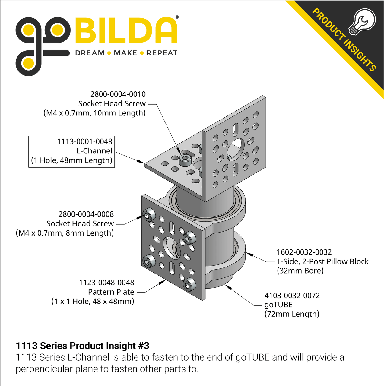 1113 Series L-Channel (1 Hole, 48mm Length)