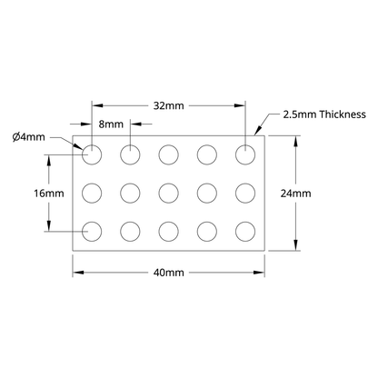 1116 Series Grid Plate (3 x 5 Hole, 24 x 40mm)