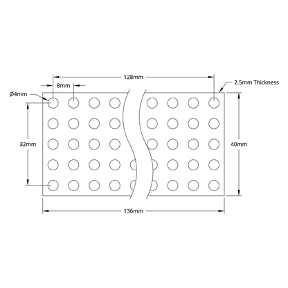 1116 Series Grid Plate (5 x 17 Hole, 40 x 136mm)