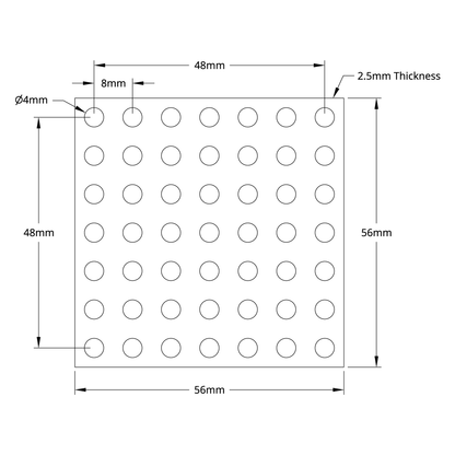 1116 Series Grid Plate (7 x 7 Hole, 56 x 56mm)